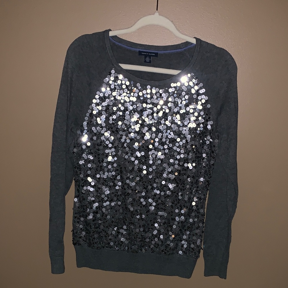 Tommy Hilfiger Gray Sequin Top